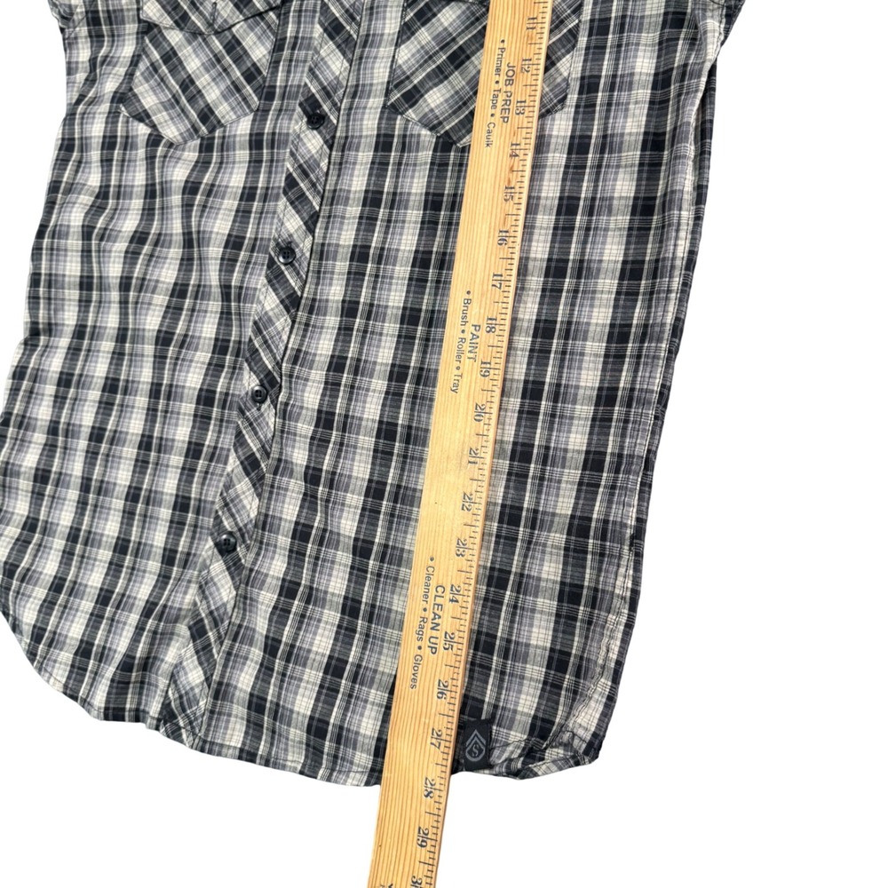 Surplus Mens Plaid Pearl‎ Snap Western Shirt Embroidered Y2K Gorpcore Utility S - Picture 6 of 7